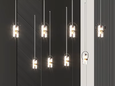 Modern Pendant Lights With Transparent Shades For Interior Design Hanging In Striped Background 3d model