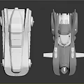 White and Gray Streamlined Model Cars With Wing Like Structures On Reflective Surface 3d model