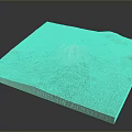 Modern 3D Terrain Model Scene With Snow Capped Volcano And Detailed Green Vegetation