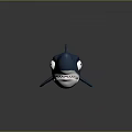 Cartoon Shark Character Toy With Blue Body Big Eyes White Belly Open Mouth And Teeth