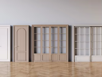 French sliding door swing door Japanese single door double door 3d model