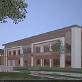 Traditional Modern Homestay Building With Sloped Roof Large Glass Windows Wooden Accents And Green Lawns
