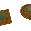 Brown Decorative Ceiling Lights With Round Shade And Square Base Design Patterns