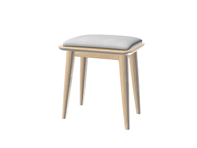 Elegant Modern Dining Chair Featuring Wooden Legs And Soft Gray Cushion Design 3d model