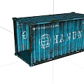 Blue Open Industrial Shipping Containers With Metal Structure And Branded Logos