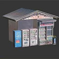 Diverse Commercial Equipment Setup With Automated Vending Machines And Retail Kiosk Elements
