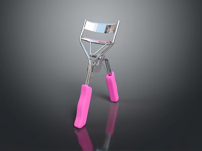 Stylish Eyelash Curler With Pink Handles And Silver Metal Frame For Daily Use 3d model