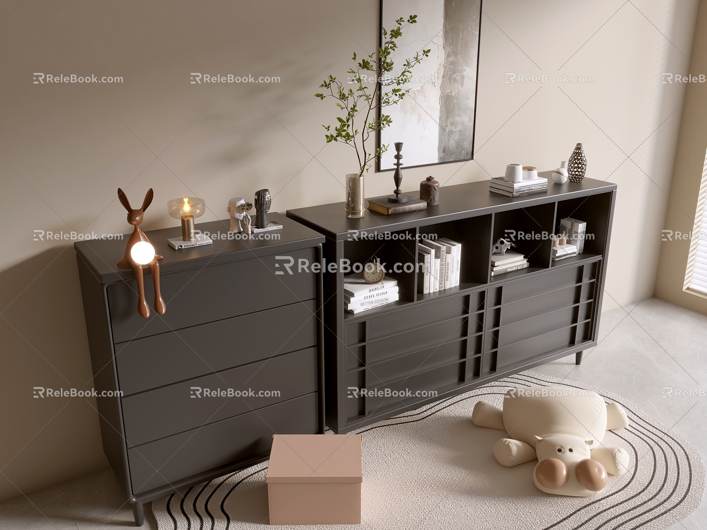 Modern Black Cabinet Whole Cabinet Sideboard Cabinet Balcony Cabinet Locker Entrance Cabinet Bucket Cabinet Side Cabinet Bookcase 3d model