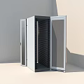 Modern Silver Computer Server Rack With Mesh Door And Standalone Structure 3d model