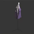 Stylish Purple Tunic With White Leaf Pattern On Mannequin Dark Background