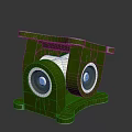Green Mechanical Component With Double Bearings On Stable Metal Base Structure