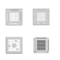 Modern Air Conditioner Vents With Square Shape And Various Grid Patterns 3d model