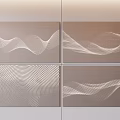 Modern Decorative Wall Art With Four Panels Featuring Wavy Lines And Dot Patterns 3d model