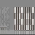 Modern Building Facade With Geometric Glass Panels And Wooden Vertical Strips Design