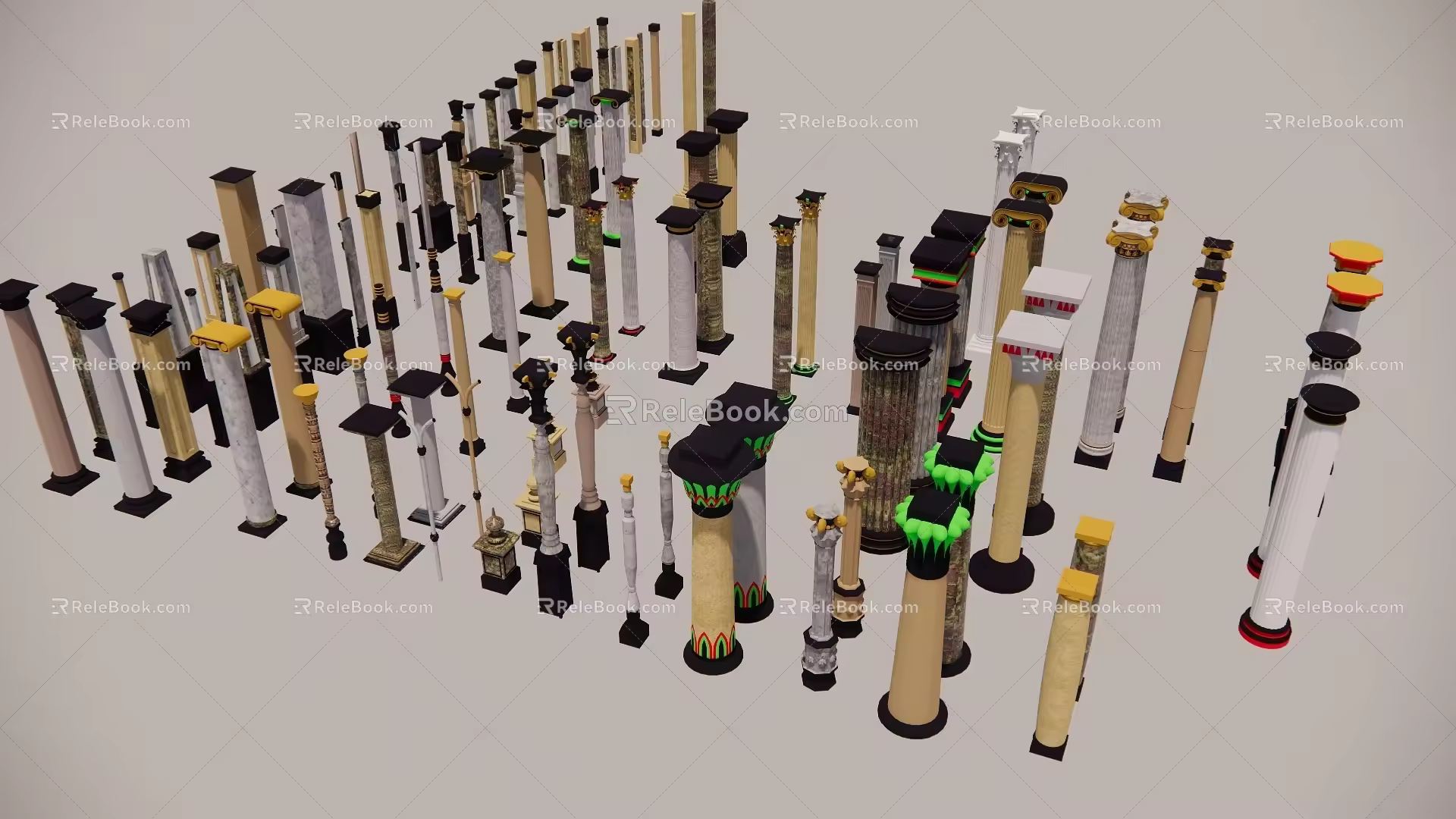 European-style pillar props 3d model