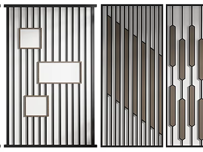 Modern Room Divider Designs With Geometric Patterns Vertical Lines And Hexagonal Cutouts 3d model