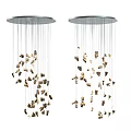 Modern Chandelier With Circular Base And Thin Wires Featuring Golden Sparkling Decorative Pieces