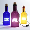 Unique Shaped Glass Bottle Table Lamps with Blue Purple Yellow Lighting for Decorative Use
