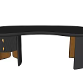 Modern Black Brown Desk Design With Drawers And Wooden Storage Cabinets