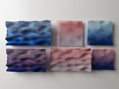 Modern Wall Decor With Blue Pink Purple Wave And Striped Patterns 3d model