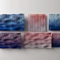 Modern Wall Decor With Blue Pink Purple Wave And Striped Patterns