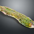 Colorful Feather Shaped Architectural Design With Textured Surface And Artistic Appeal