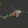 Green Camouflage Helicopter with Rotors and Military Design Features