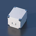 White Textured Cube Box with Blue Corner Accents and Small Rectangular Opening for Daily Use 3d model