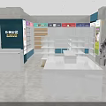 Modern Retail Store Interior With Furniture Display Shelves Sofa Bed Counter Bright Lighting And Signs