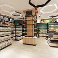 Modern Shopping Mall Retail Store Interior With Display Shelves Sofa Area And Plants