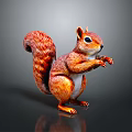 Realistic Squirrel Character With Red Orange Fur Fluffy Tail And Standing Posture On Dark Background