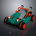 Green Toy Car With Open Top Design Orange Wheels Black Accents And Headlights
