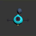Game Movie Character With Blue Spherical Body Closed Eyes Yellow Mouth Blue Limbs And Hat