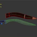 Curved Weapon With Wooden Handle And Sharp Metal Blade Traditional Design