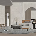 Modern sofa coffee table combination 3d model