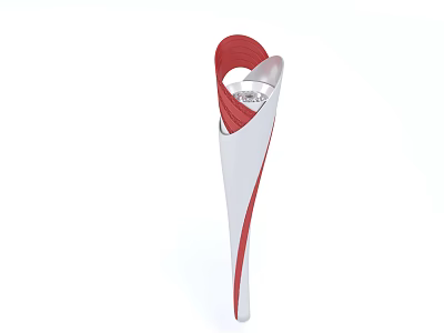 Modern Sculptural Art Installation Featuring Red And White Curved Design Elements 3d model