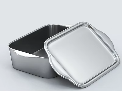 Stainless Steel Square Food Storage Container With Secure Lid For Kitchen Use 3d model