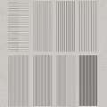 White Wall Panels With Various Vertical Striped Patterns Arranged In 3d model