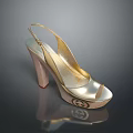 Fashionable Gold Peep Toe Platform High Heels With Metallic Finish And Brand Logo