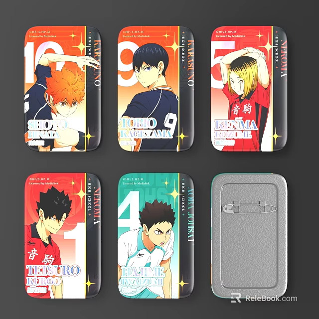 Colorful Anime Character Badges With Various Designs 3d model 