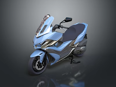 Stylish Modern Light Blue Scooter Featuring Sleek Aerodynamic Design And Dark Seat 3d model