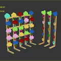 Multi Tiered Storage Shelf with Potted Plants and Hanging Hooks for Indoor Organization