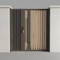 Modern Entrance Door Design With Wooden Vertical Slats And Metal Frame Features