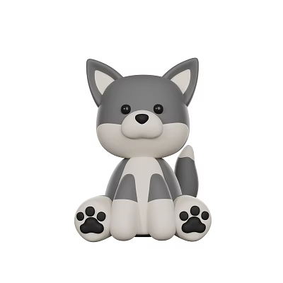 Decorative Ornament Set Featuring Cute Cartoon Dog With Gray And White Design For Home Decoration 3d model