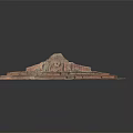 Ancient Architecture Model With Symmetrical Layout Intricate Stone Structures And Multi Level Platforms