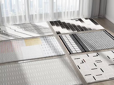 Square Rugs With Modern Geometric Patterns And Various Design Styles 3d model