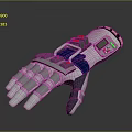 Game Movie Character Futuristic Mechanical Glove With White Gray Blue Design And Digital Screen