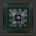 Green Vintage Clock Tower With Ornate Design Spire And Decorative Base