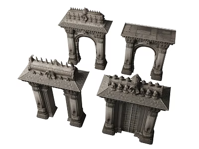 European Architecture Classical Arch Models With Intricate Decorative Tops And Designs 3d model