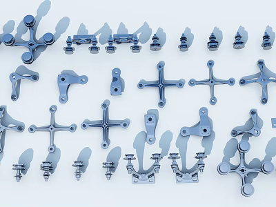 Various Metal Hardware Parts Including Brackets And Fasteners For Assembly 3d model